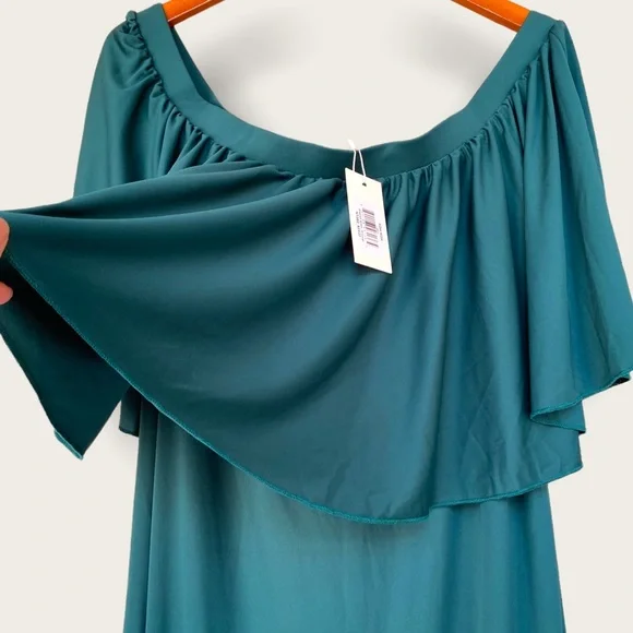 KOH KOH Women's Short Sleeve Off The Shoulder Ruffle tube Maxi Dress - Picture 2 of 12